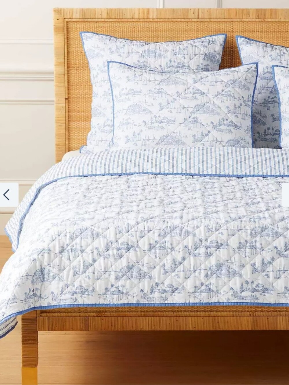 Serena & Lily Standard Pillowcase Coastal Harbor Toile Blue White 100% Cotton